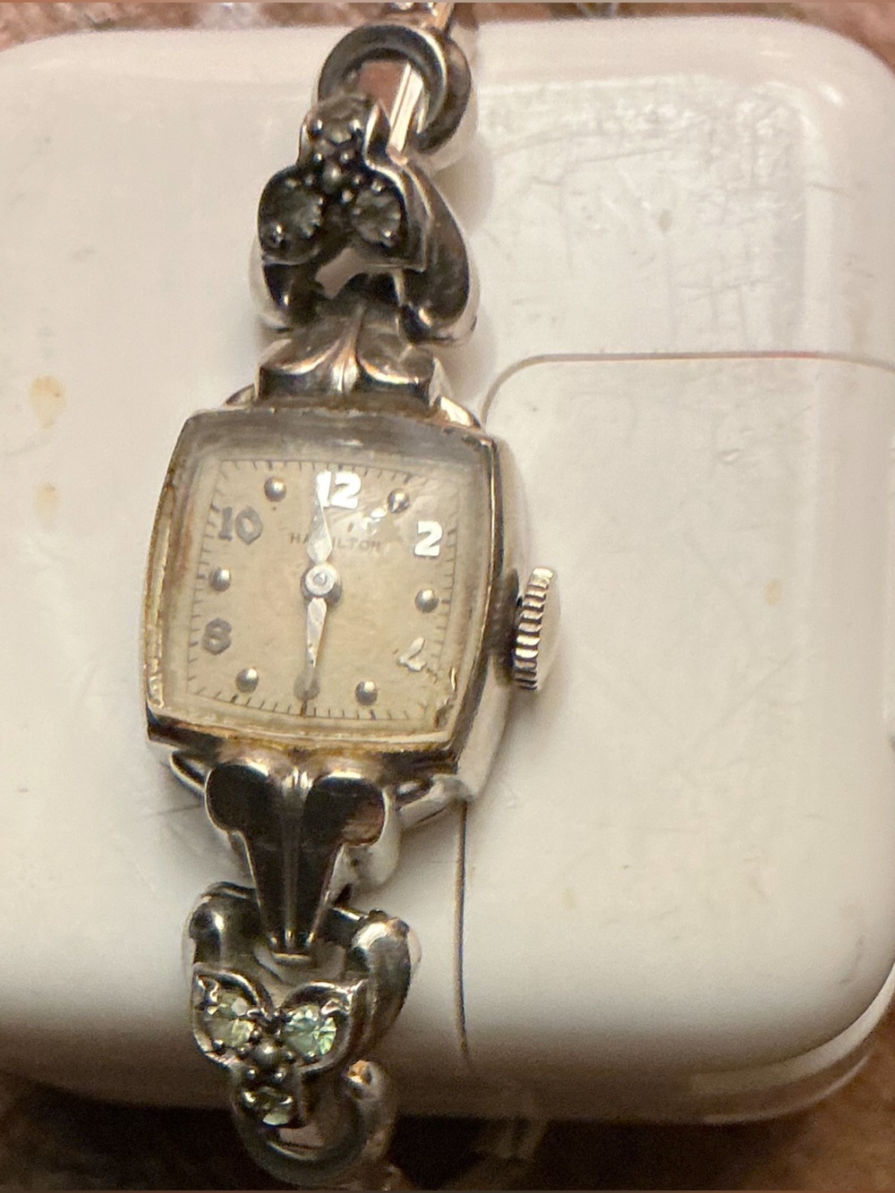 Vintage Lady Hamilton Diamond
Accent Cocktail Watch: WHITE Gold Filled As Is $50